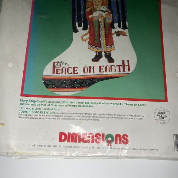 Dimensions Christmas Stocking Kit Lion and Lamb 8399 Mary Englebreit 1990 New - Picture 4 of 5